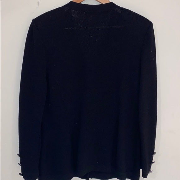 St. John Evening black v-neck cardigan ornate rhinestone buttons Sz 10 - Picture 6 of 8